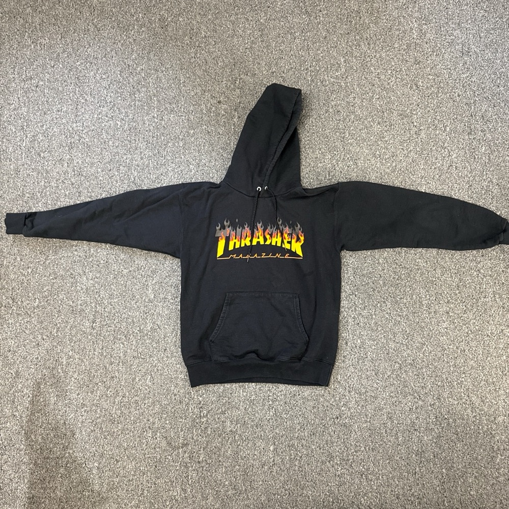 Thrasher Black Hoodie with Logo
